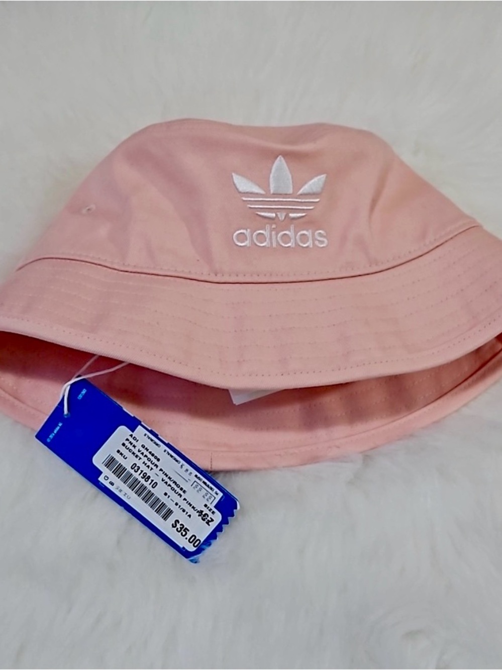 adidas Pink Bucket Hat with White Trefoil Logo